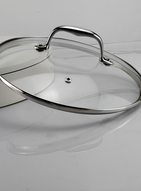 304不锈钢封边包边钢q化玻璃锅盖奶汤锅煎锅透明盖子铸钢手柄24cm