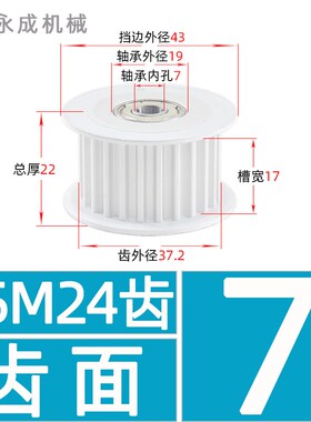 24S5M带轴承同步轮 S5Ms24齿内孔5-8 槽宽17/22/27 调节指向轮惰