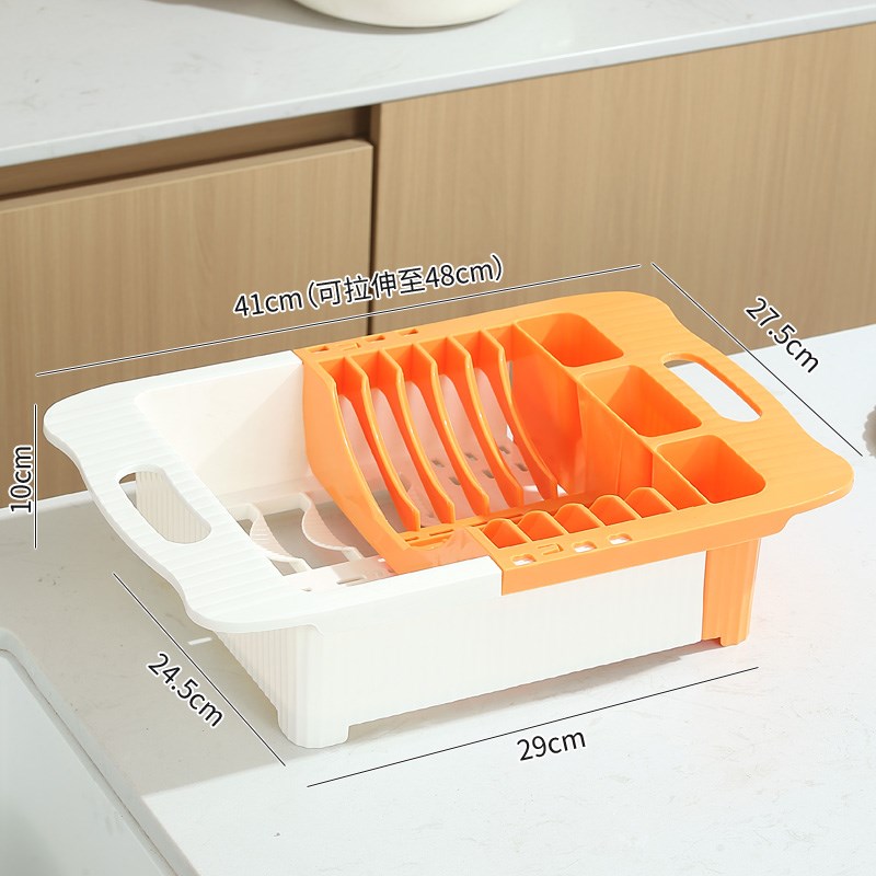 可伸缩碗碟洗碗池收纳篮架厨房C家用抽拉式洗菜架沥水置物碗架