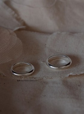 梵树For handmade-《是x时间》999银 手工素面闭口戒指 可做对戒