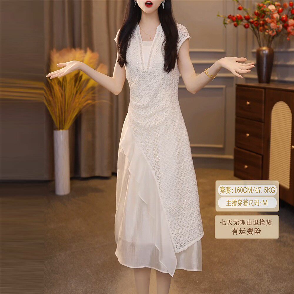 好看连衣裙新款装超女穿2026妈妈夏季设计时尚叠两件套感裙子套装