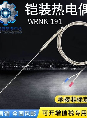 WRNK-191探针式铠装热电偶K/E/J/Pt100温度传感器可弯曲耐高温