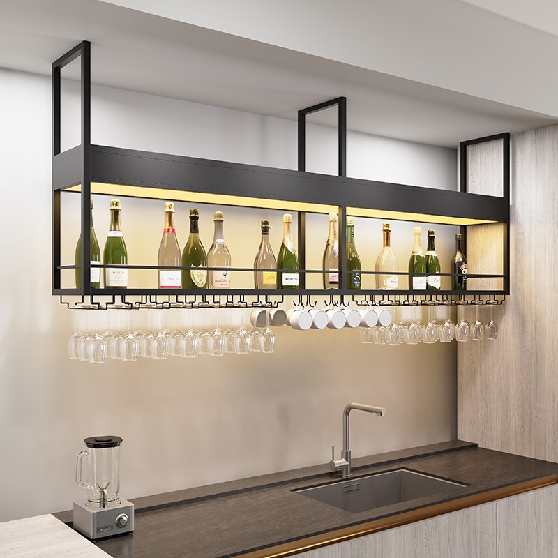 吧台吊柜酒架吊架悬挂式红酒杯架子客厅家用简约酒水架包厢装饰架