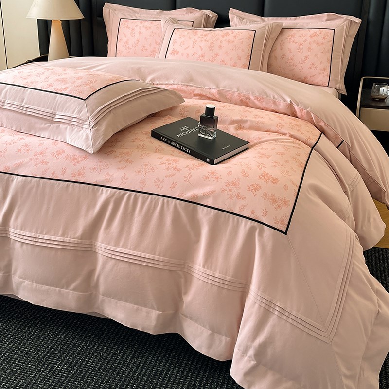 简约轻奢高级感长绒棉被套四件套家居床品全棉床单纯棉双人被罩