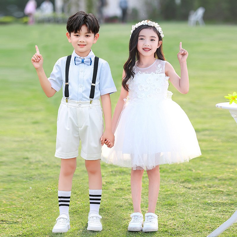 六一儿童节合唱演出服女童蓬蓬纱裙男童礼服幼儿园班服毕业表演服