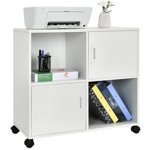 木质办公打印机文件柜矮柜桌边工作台财务室储物柜带轮可移动