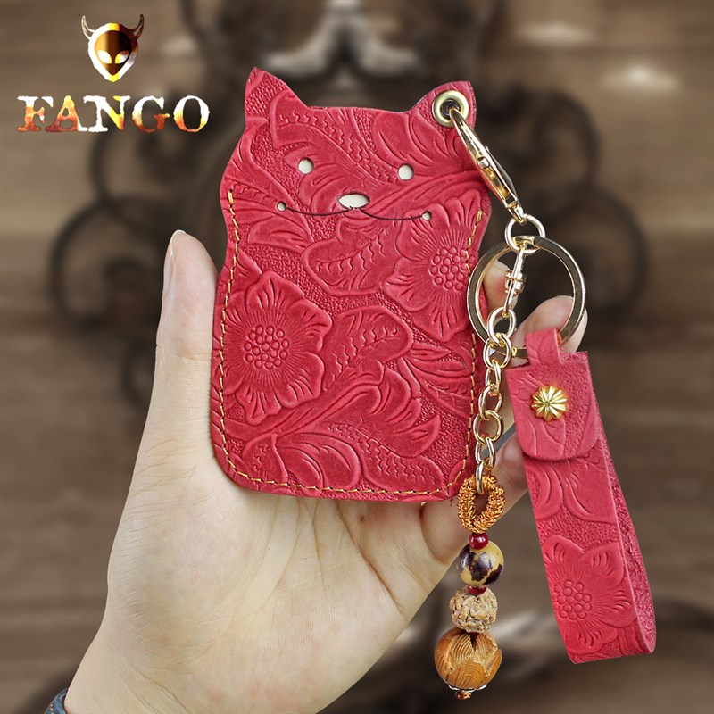 手工真皮卡套头层牛皮可爱卡通卡包公交卡地铁卡皮套多功能钥匙扣