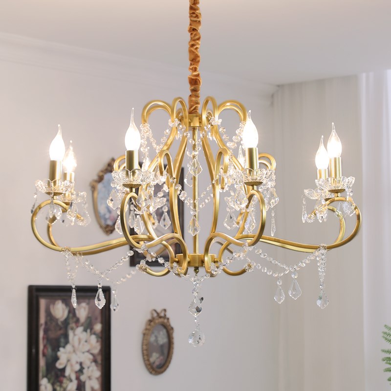 美式水晶吊灯美式复古客厅餐厅书房灯具欧式主卧室公主法式轻奢灯