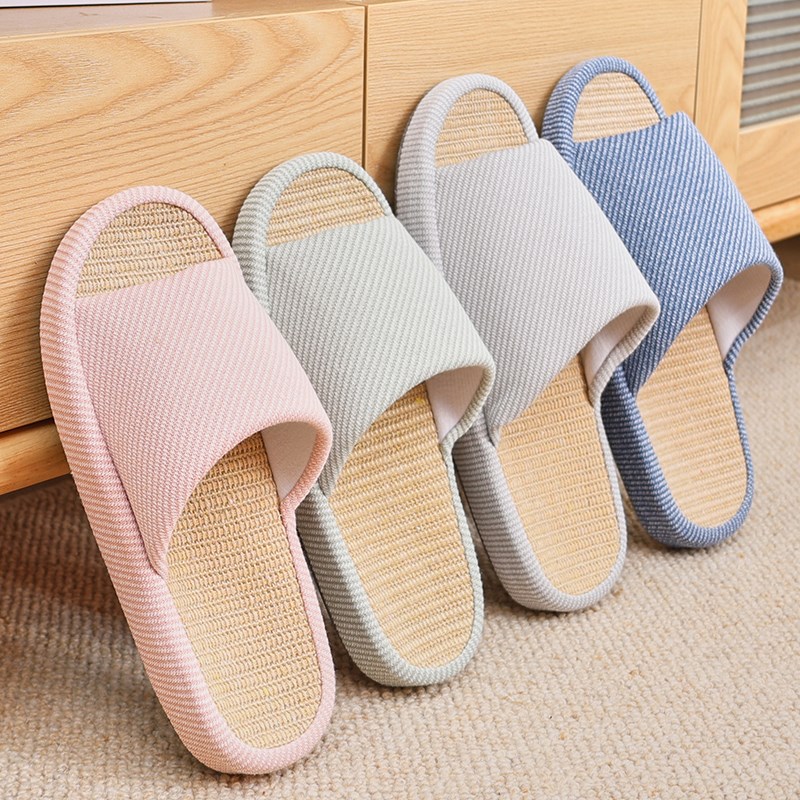 2024新款日式春秋棉麻女四季家居拖鞋亚麻吸汗透气木地板静音防臭