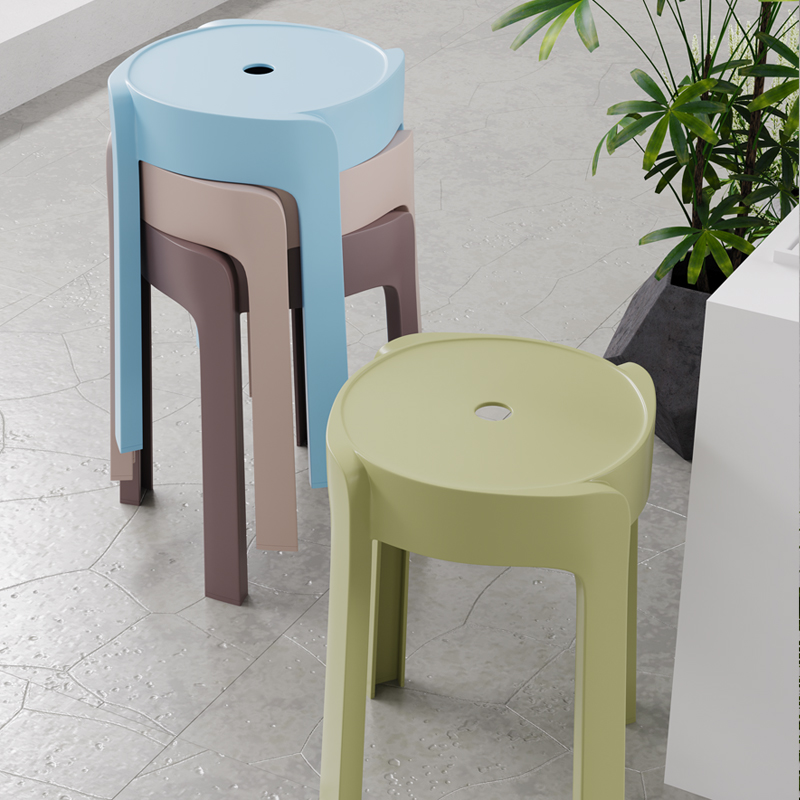 塑料凳子家用加厚可叠放风车高板凳摞叠圆凳商用餐桌椅子现代简约