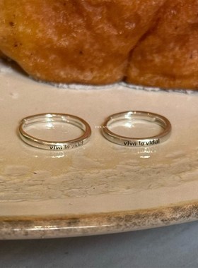 人生万岁!极小尾戒女细圈s999足银滴釉字母素圈银W戒指闭口可调节