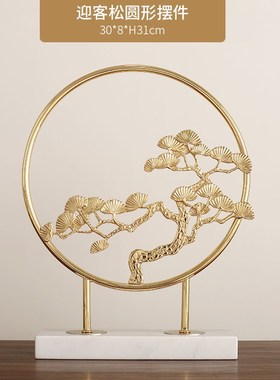 轻奢黄铜麋鹿摆j件创意入户玄关装饰品新中式招财摆设纯铜乔迁礼