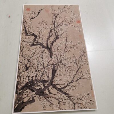 张照墨梅图轴复古书画梅竹国画真迹微喷仿古复制装裱挂轴玄关装饰