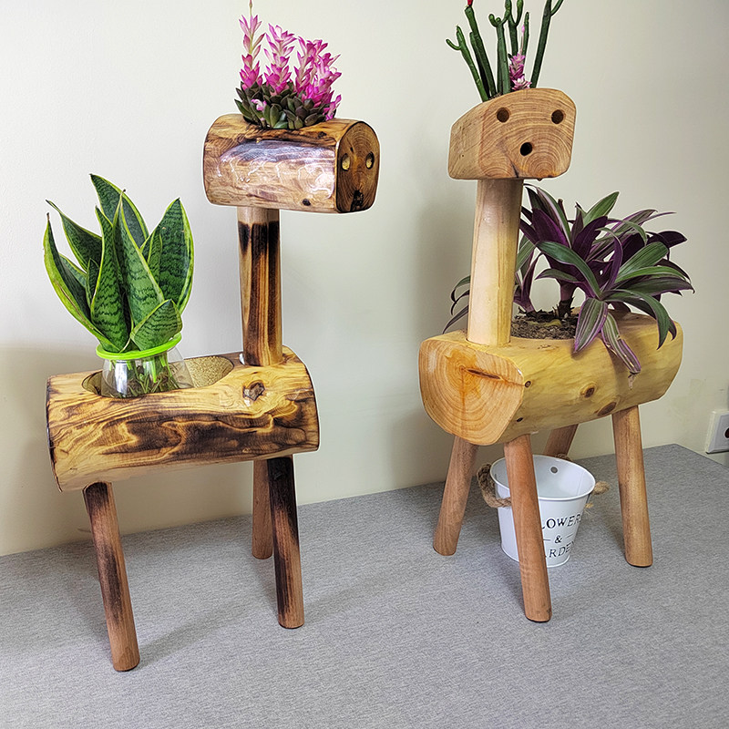 创意花架户外庭院多肉花盆实木架子幼儿园植物Q角装饰橱窗卡通摆