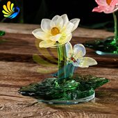 莲带简约现代水晶居家风荷花客厅装 饰品荷花座摆件水晶水晶工艺品