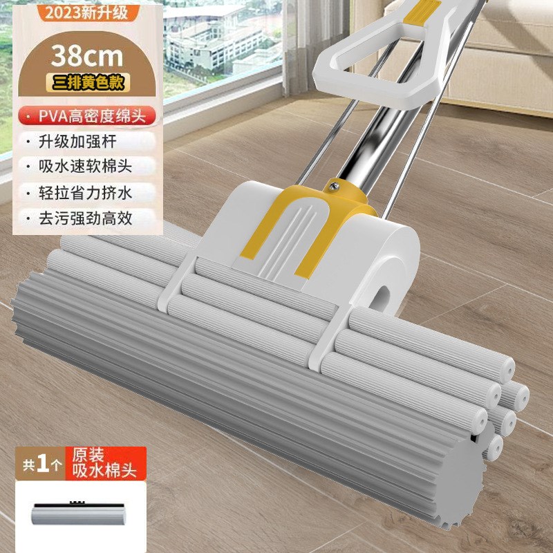 海绵拖把 免手洗平板q拖把懒人吸水拖布桶胶棉挤水 海绵拖把