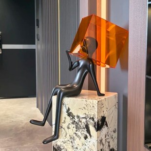 思想牢笼坐姿f人物雕塑现代艺术装 饰客厅玄关书房样板间售楼处摆