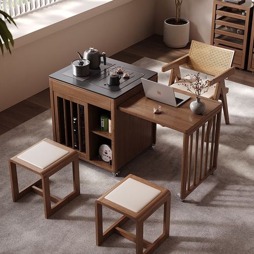 实木伸缩茶桌新中式阳台功夫泡茶茶台家用小户型客厅X可移动茶水