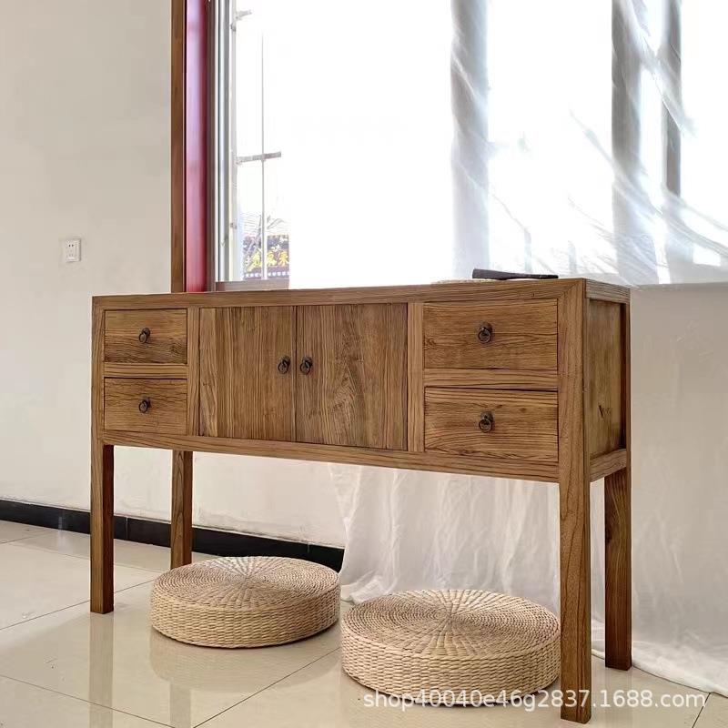 古典中式老榆木餐边柜新中式电视组合柜榆木风化纹条案台客厅桌