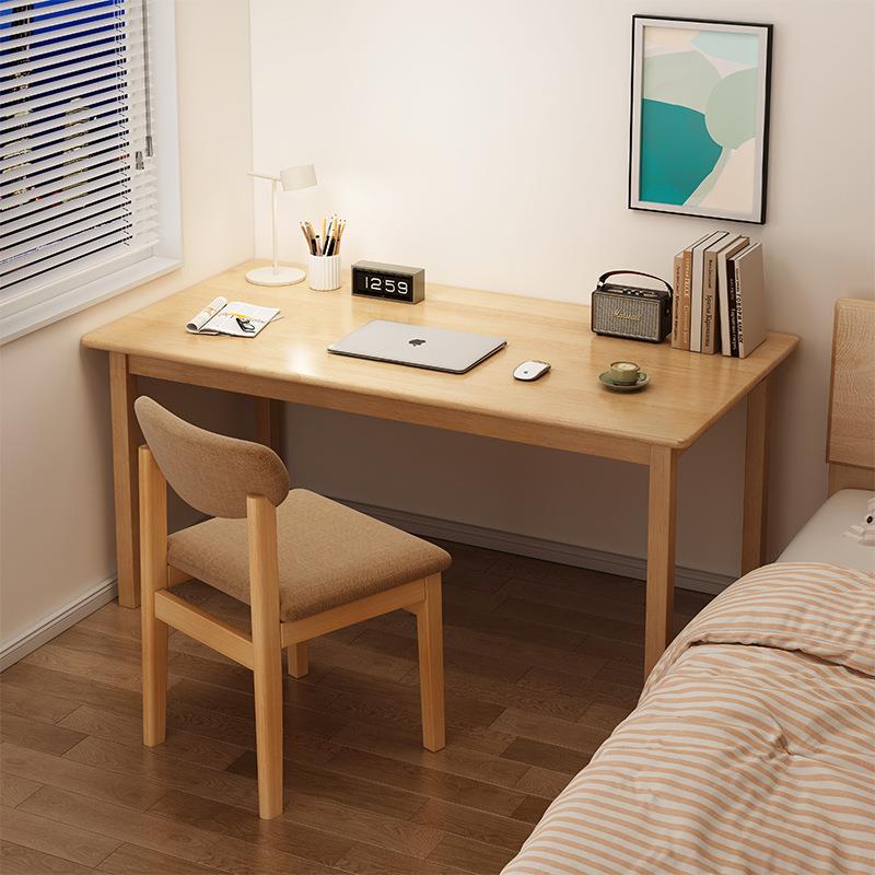 全实木书桌家用电脑桌学生卧室简易写字办公桌简约现代长方形桌子