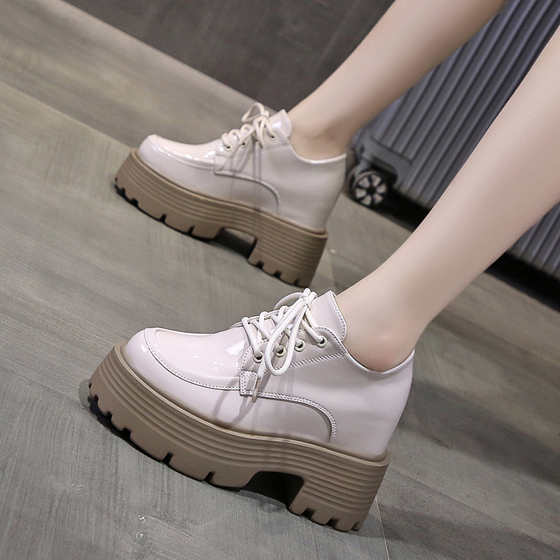 厚底小皮鞋女软皮2023秋季新款时尚百搭英伦风内增高女鞋高跟单鞋