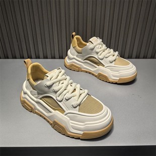 男鞋 2025夏季 网面透气潮牌百搭简约小白鞋 厚底增高运动休闲鞋 新款