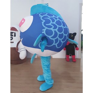 动漫海洋小海鱼毛绒表演河豚鱼亲嘴鱼卡通人偶衣服装巡演服布定制