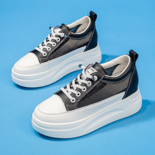 内增高7CM小个子休闲厚底松糕鞋 新款 透气 女2023春夏季 网面小白鞋