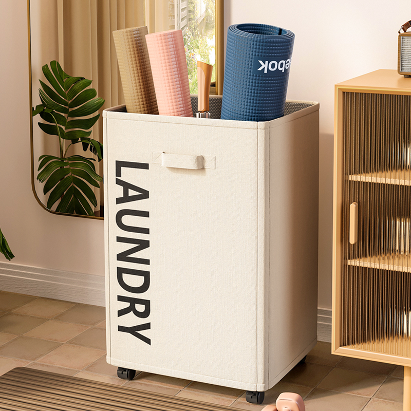 瑜伽垫收纳筐带轮运动健身器材收纳架篮置物架夹缝筐枪玩具筒神器