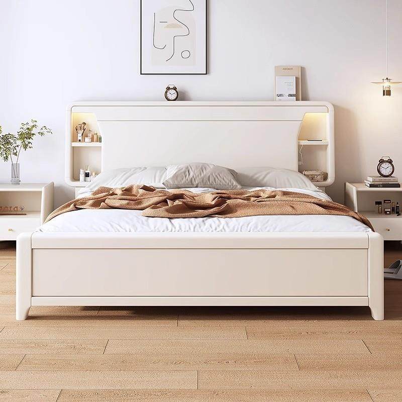 奶油风白色实木床家用1.8m小户型主卧1.5m现代简约单双人储物婚床,鲜花速递/花卉仿真/绿植园艺,割草机/草坪机,淘宝优惠券,粉丝福利购,淘宝优惠卷