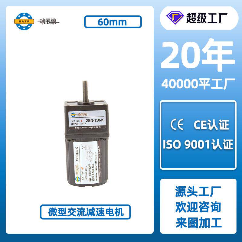 60型微型齿轮减速机6W10W减速电机单相220V三相380可调速异步马达
