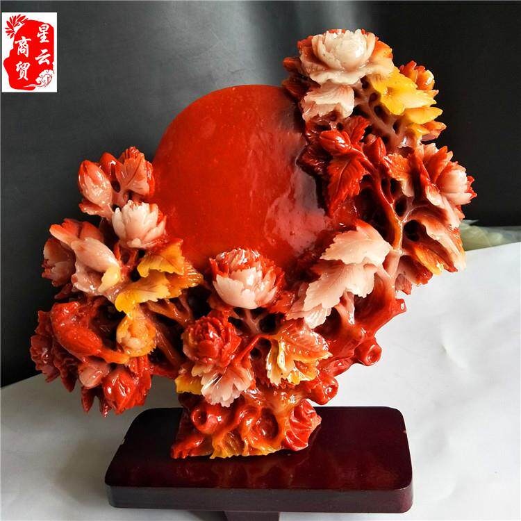 树脂摆件 花开富贵工艺品 室内装饰居家摆饰仿寿山石