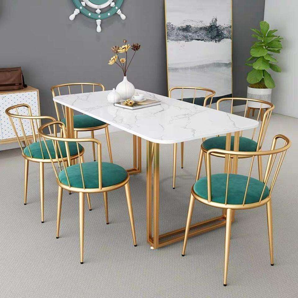北欧大理石餐桌长方形吃饭桌子家用小户型餐桌椅组合现代简约46人