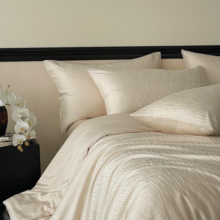 A类100s兰精天丝棉贡缎提花四件套轻奢床单款四件套床单被套