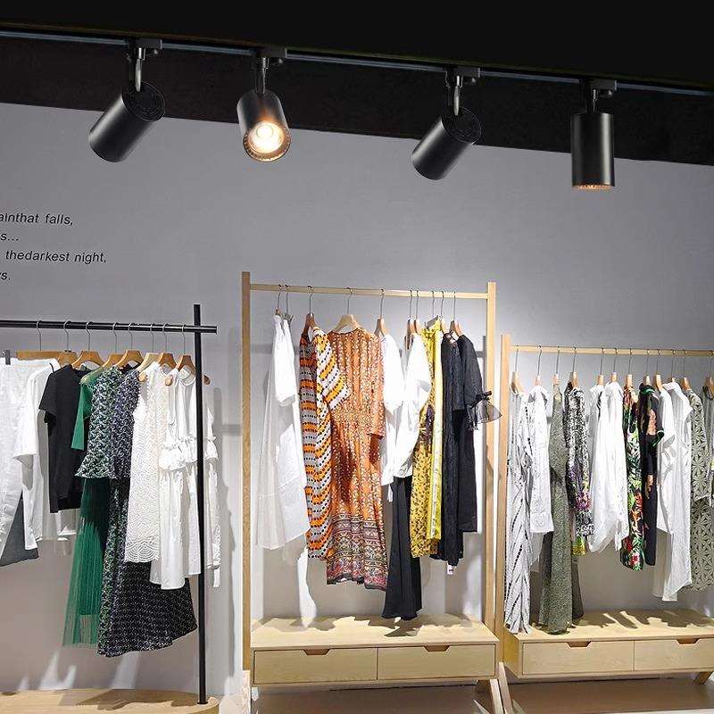 射灯led轨道灯服装店铺COB商用明装吸顶导轨式超亮聚光三色变光