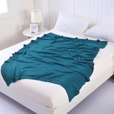 LS JUPITER素色棉质立体v字花针织毯 粗针棉质毛线毯