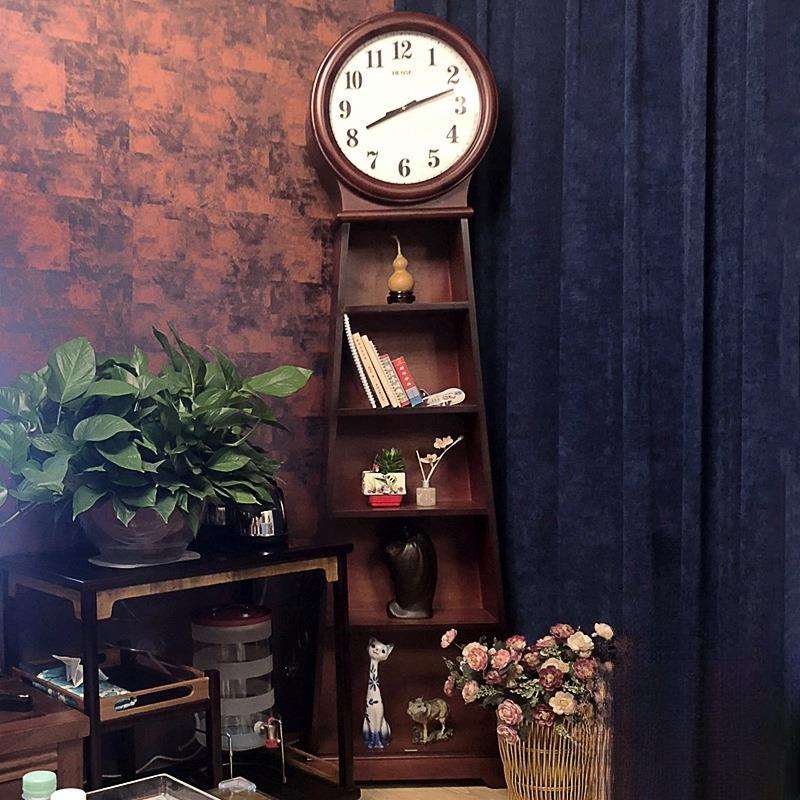 实木落地钟书柜客厅现代简约装饰创意储物柜石英落地电子钟HG635