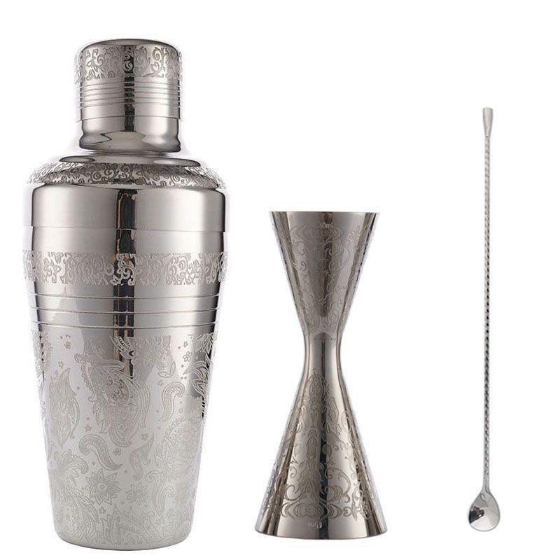 不锈钢调酒器三段式日式男爵花调酒套装酒吧雪克杯奶茶店手摇壶