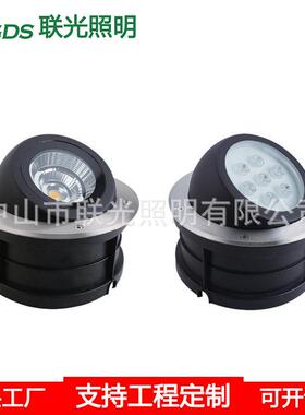 LED偏光地埋灯20W防水嵌入式偏光灯圆形COB歪头埋地灯外墙投射灯