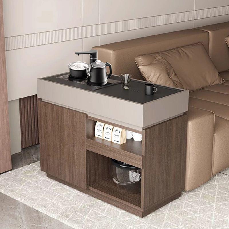 意式极简移动茶水柜烧水壶一体边几现代家用客厅沙发侧边柜储物柜