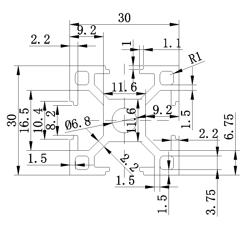工业铝型材3030欧标铝型材30x30铝合金型材方管铝合金3030设备框