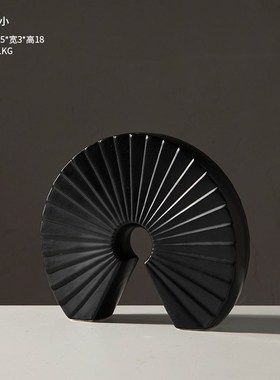 抽象黑白扇形艺术陶瓷工艺t品样板间酒柜玄关摆件办公室客厅电视