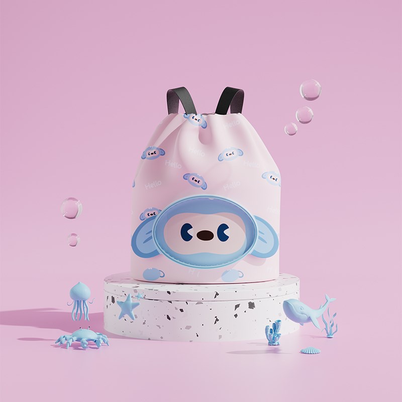 易高卡通a游泳包沙滩健身洗漱包干湿分离洗浴收纳袋外出便携式背