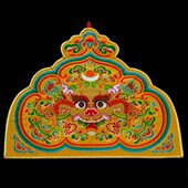 藏风绣黄色头蓝色麒麟墙面装 室内 饰挂饰挂画布艺格墙壁挂件式