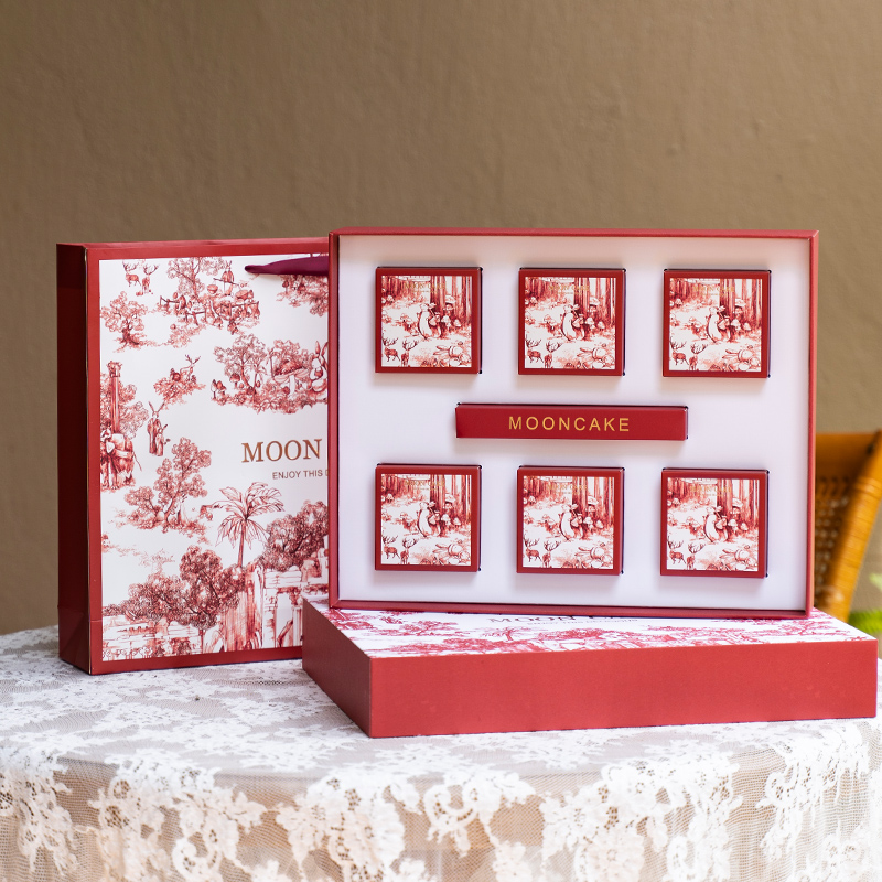 2023中秋月饼礼盒包装盒定制x印logo传统高档6/8粒装手提新款空盒