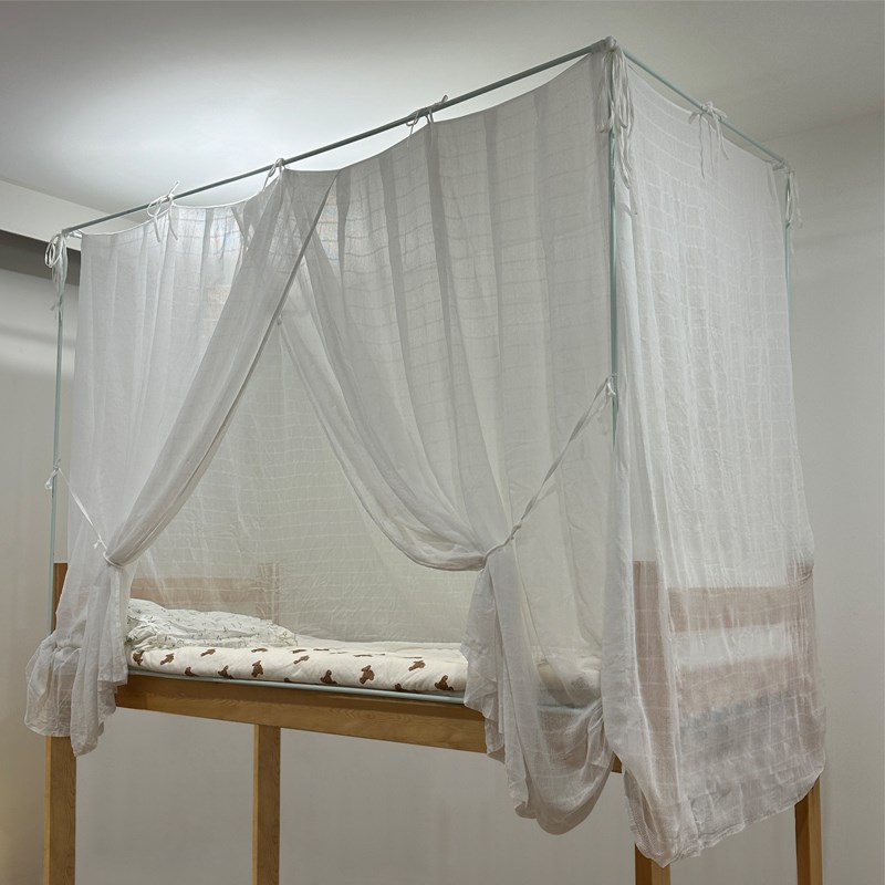 全棉帐纱学生宿舍蚊帐绑绳款带z防尘顶母婴级防尘床幔公主风上下
