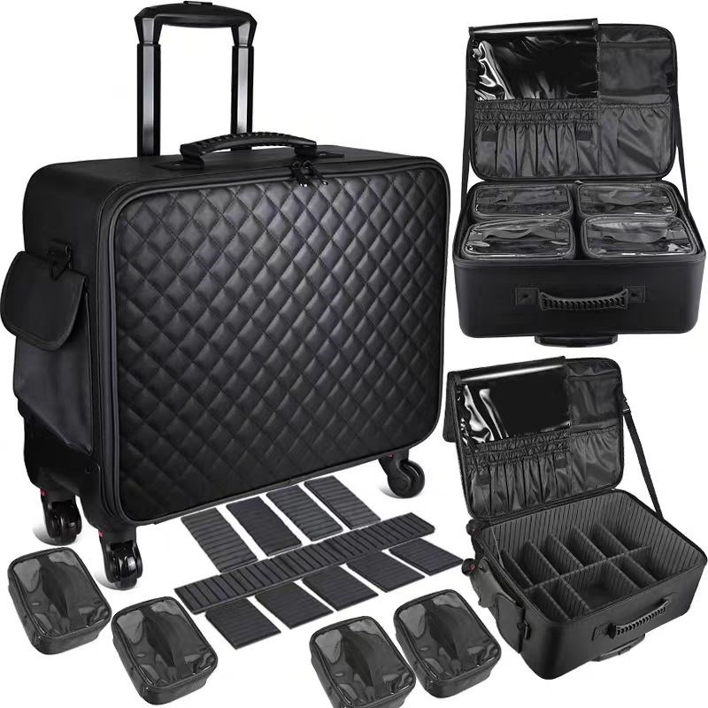 加高专业拉e杆化妆箱跟妆师便捷大容量美甲纹绣美发美容工具箱高