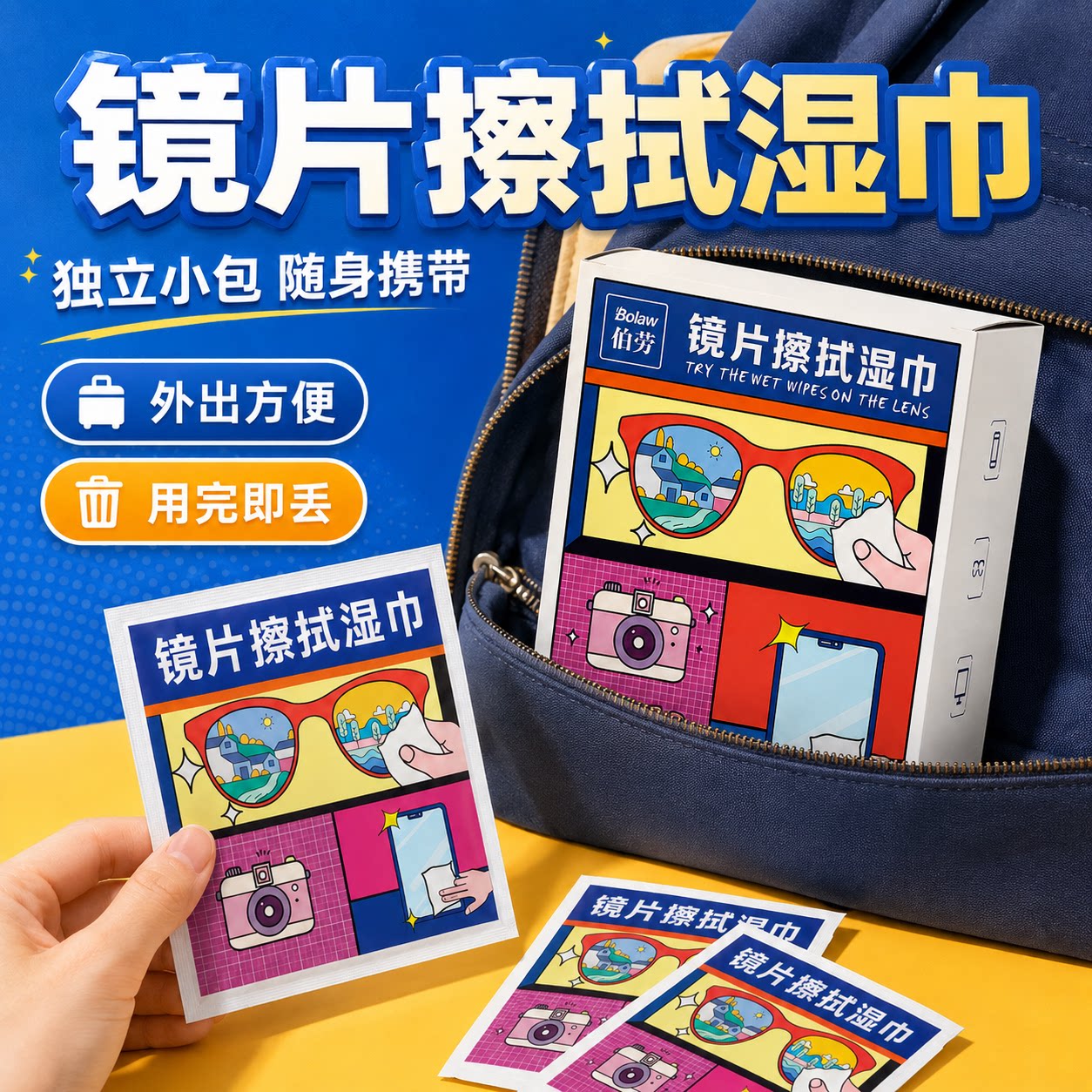 一次性眼镜手机电脑清洁湿巾