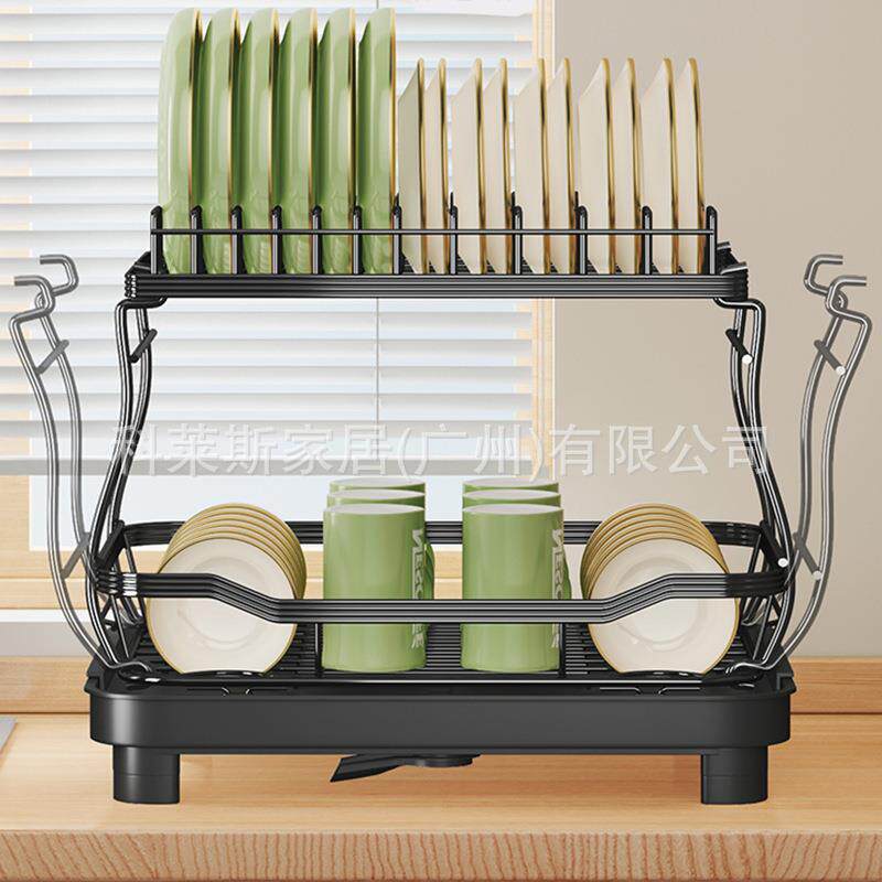 厨房沥水架水槽边碗碟置物架伸缩水盘导水碗碟收纳架碗碟沥水架