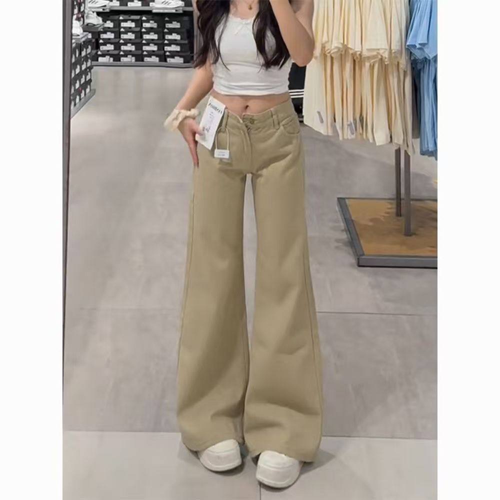 美式复古直筒阔腿牛仔裤
